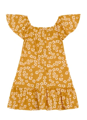 Brandili - Vestido Infantil Menina com Flores Amarelo - BRANDILI