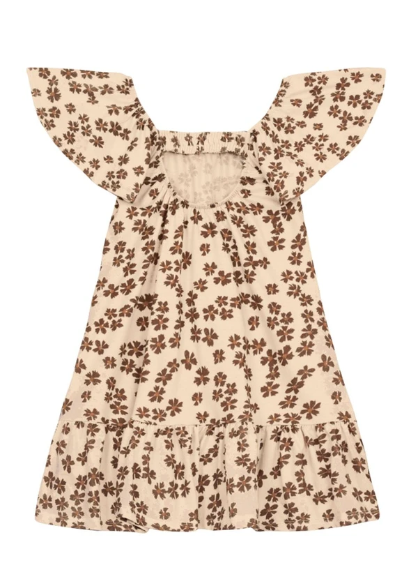 Brandili - Vestido Infantil Menina com Flores Bege 2
