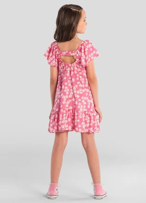 Brandili - Vestido Infantil Menina com Flores Rosa - BRANDILI