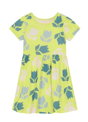 Brandili - Vestido Infantil Menina com Flores Verde - BRANDILI