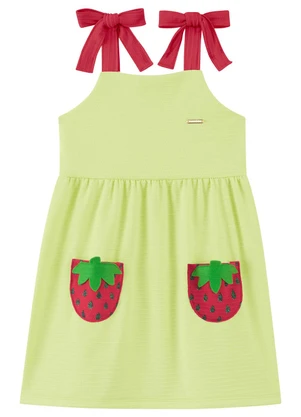 Marlan - Vestido Infantil Menina com Laço nas Alças Verde - MARLAN