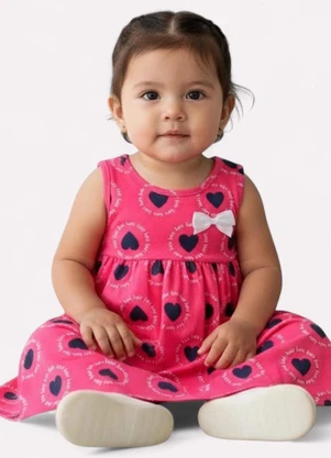 Kyly - Vestido Infantil Menina com Laço Rosa - KYLY