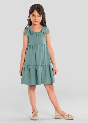 Brandili Mundi - Vestido Infantil Menina com Laço Verde - BRANDILI MUNDI