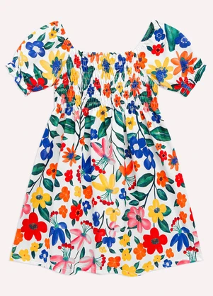 Nanai - Vestido Infantil Menina com Lastex Branco - NANAI