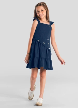 Brandili - Vestido Infantil Menina com Lenço Azul - BRANDILI