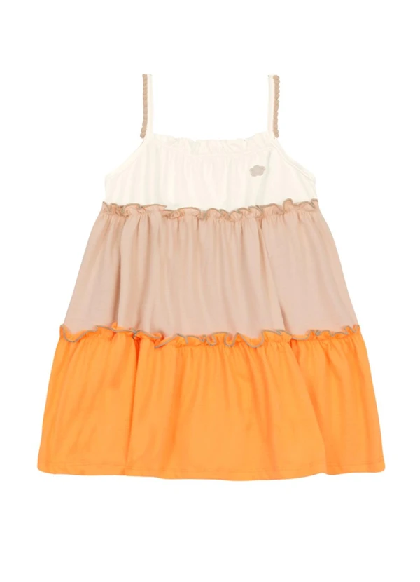 Brandili - Vestido Infantil Menina com Pompom Natural