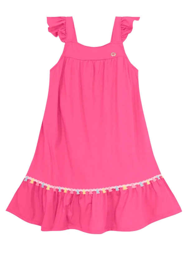 Brandili - Vestido Infantil Menina com Pompom Rosa 2