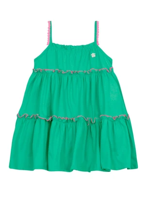 Brandili - Vestido Infantil Menina com Pompom Verde - BRANDILI