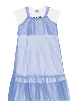 Colorittá - Vestido Infantil Menina com Sobreposição Tule Colo - COLORITTÁ