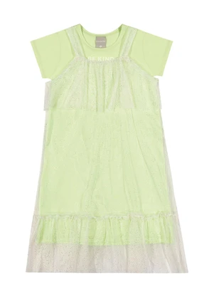 Colorittá - Vestido Infantil Menina com Sobreposição Tule Colo - COLORITTÁ