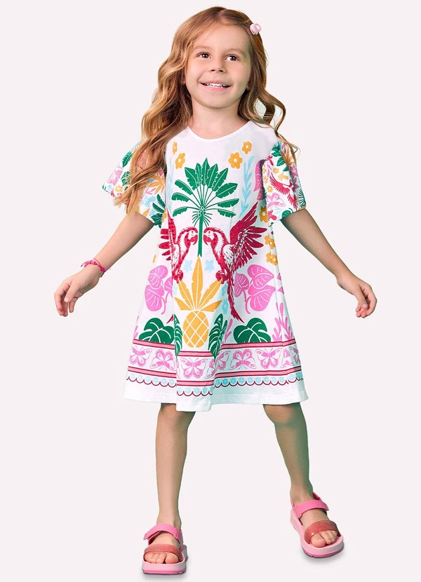 Nanai - Vestido Infantil Menina com Strass Branco