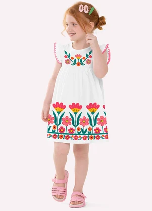 Nanai - Vestido Infantil Menina com Strass Branco - NANAI