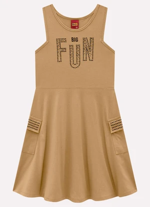 Kyly - Vestido Infantil Menina com Strass Marrom - KYLY