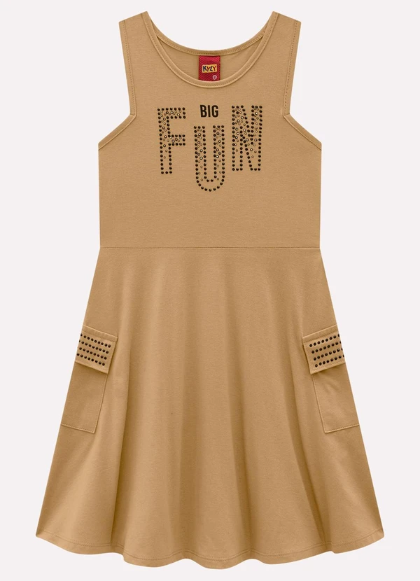 Kyly - Vestido Infantil Menina com Strass Marrom