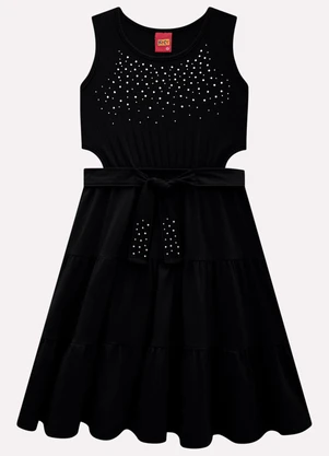 Kyly - Vestido Infantil Menina com Strass Preto - KYLY