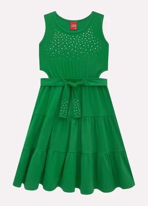 Kyly - Vestido Infantil Menina com Strass Verde - KYLY