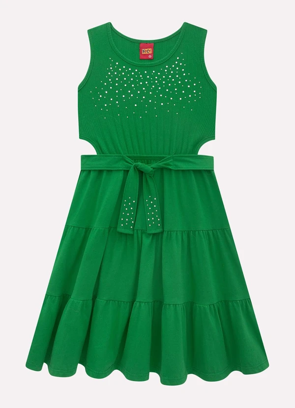 Kyly - Vestido Infantil Menina com Strass Verde