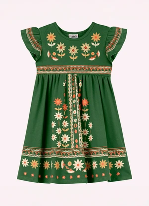 Nanai - Vestido Infantil Menina com Strass Verde - NANAI
