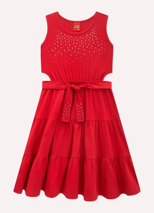 Kyly - Vestido Infantil Menina com Strass Vermelho - KYLY
