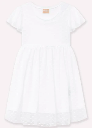 Milon - Vestido Infantil Menina com Tule Branco - MILON