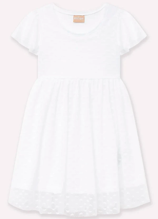 Milon - Vestido Infantil Menina com Tule Branco