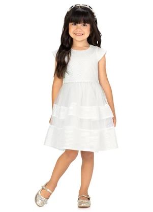 Milon - Vestido Infantil Menina com Tule Branco - MILON