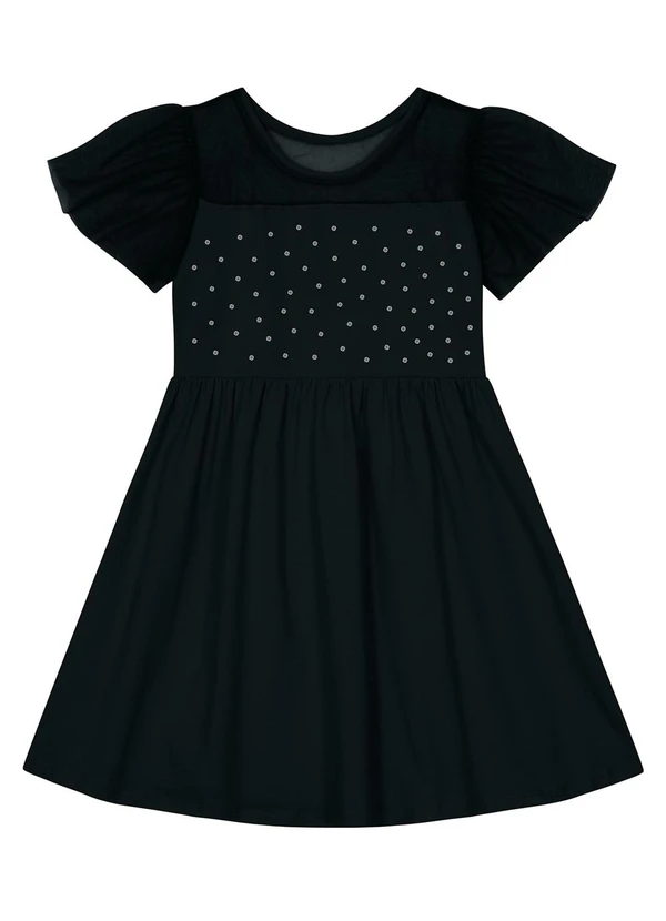 Kyly - Vestido Infantil Menina com Tule Preto