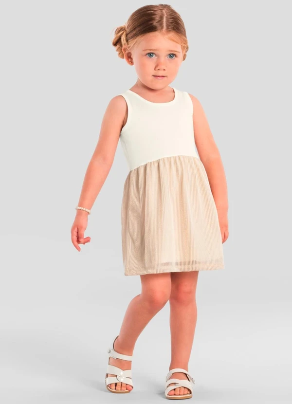 Brandili - Vestido Infantil Menina com Tule Natural