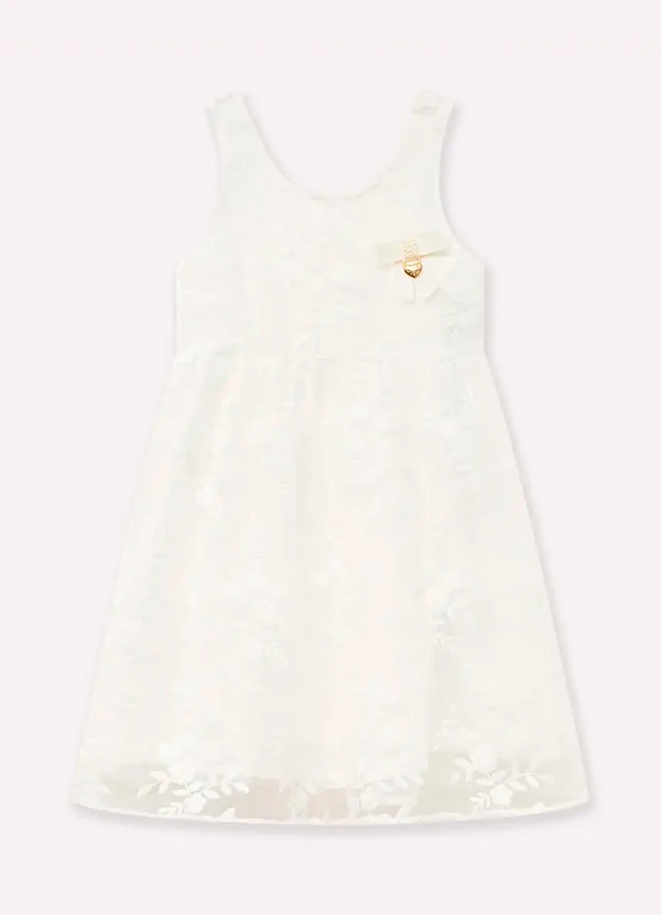 Milon - Vestido Infantil Menina com Tule Off White