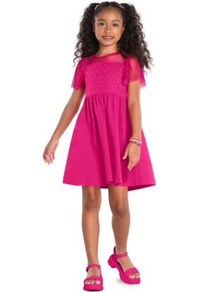 Kyly - Vestido Infantil Menina com Tule Pink - KYLY