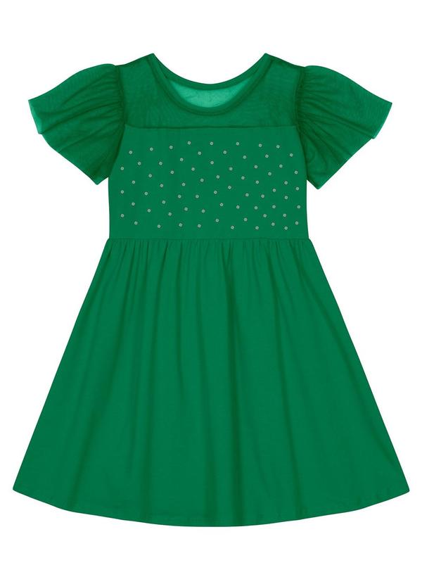 Kyly - Vestido Infantil Menina com Tule Verde