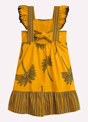 Nanai - Vestido Infantil Menina Coqueiros Amarelo - NANAI