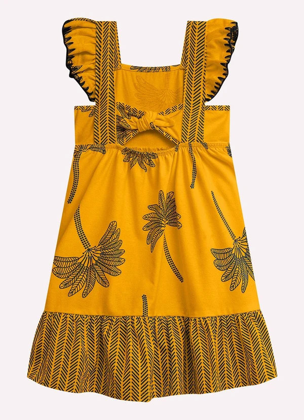 Nanai - Vestido Infantil Menina Coqueiros Amarelo 2