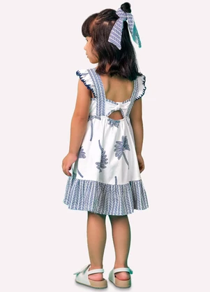Nanai - Vestido Infantil Menina Coqueiros Branco - NANAI