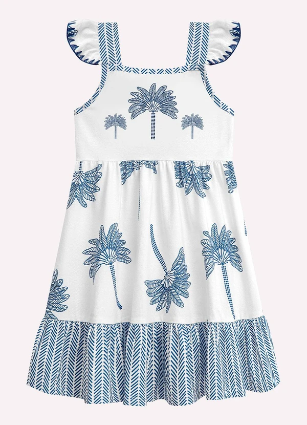 Nanai - Vestido Infantil Menina Coqueiros Branco 4