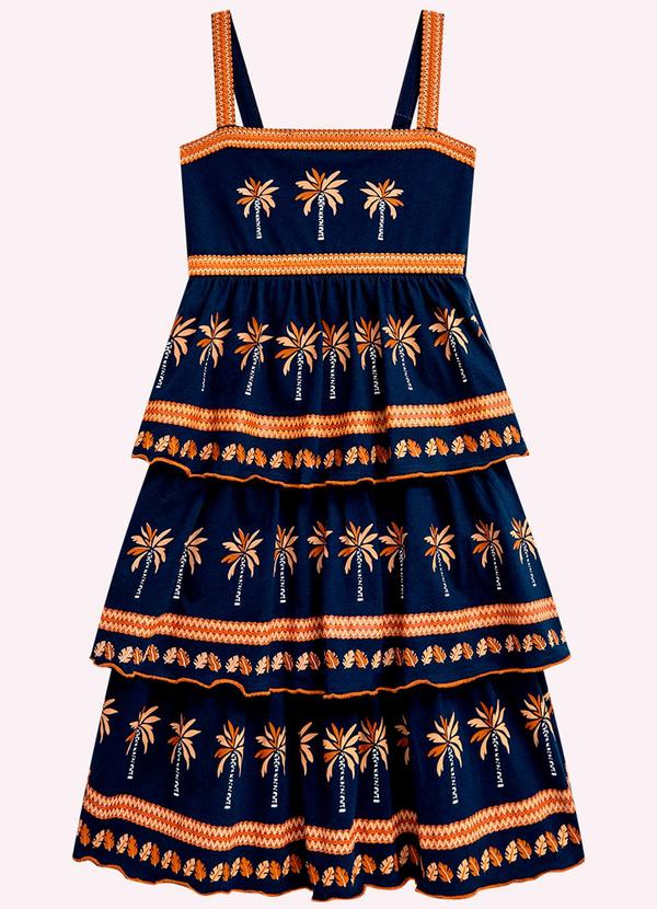 Nanai - Vestido Infantil Menina Coqueiros Nanai Marinho 2