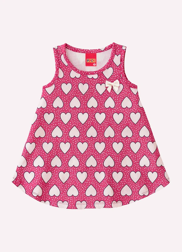 Kyly - Vestido Infantil Menina Coração Mangenta