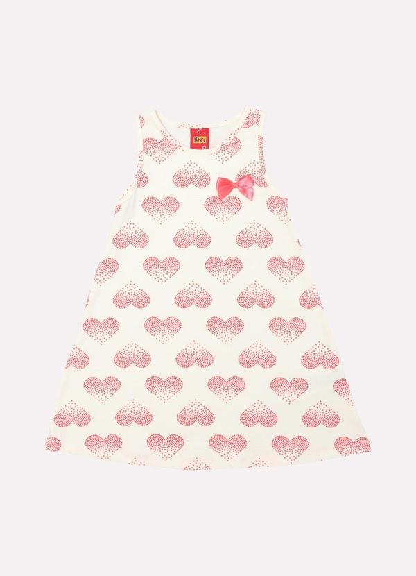 Kyly - Vestido Infantil Menina Coração Off White