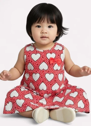 Kyly - Vestido Infantil Menina Coração Vermelho - KYLY