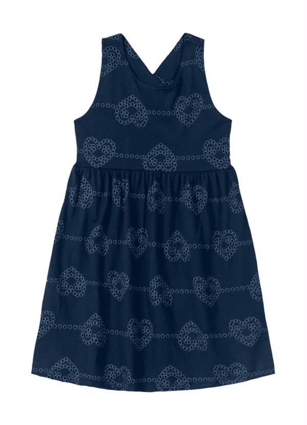 Brandili - Vestido Infantil Menina Corações Azul