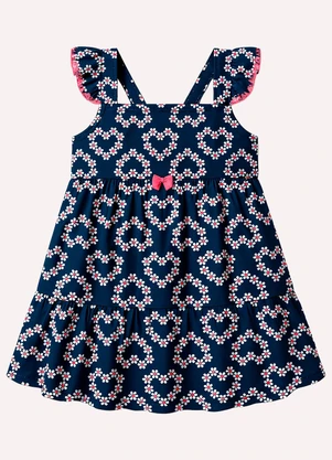 Kyly - Vestido Infantil Menina Corações Azul - KYLY