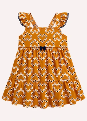 Kyly - Vestido Infantil Menina Corações Marrom - KYLY