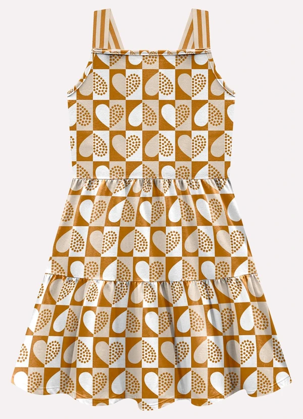 Kyly - Vestido Infantil Menina Corações Marrom