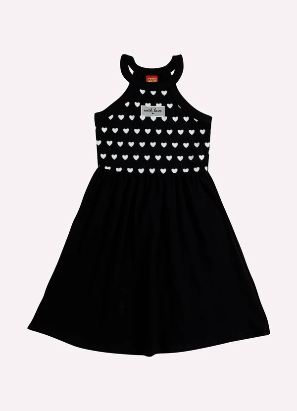 Kyly - Vestido Infantil Menina Corações Preto 1