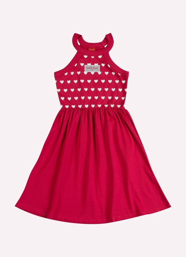 Kyly - Vestido Infantil Menina Corações Rosa