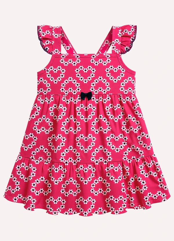 Kyly - Vestido Infantil Menina Corações Rosa