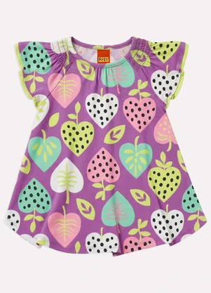 Kyly - Vestido Infantil Menina Corações Roxo - KYLY