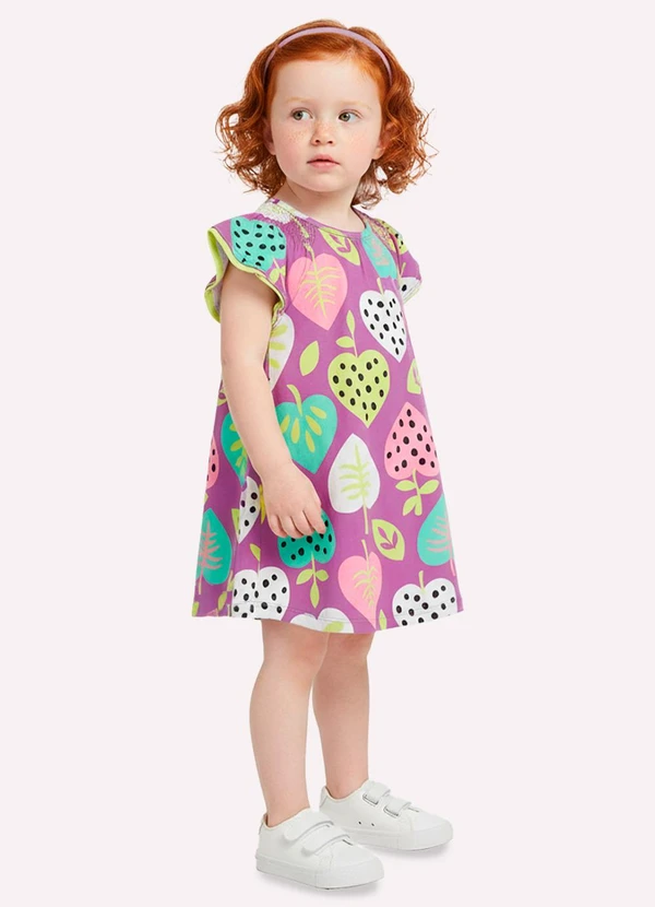 Kyly - Vestido Infantil Menina Corações Roxo