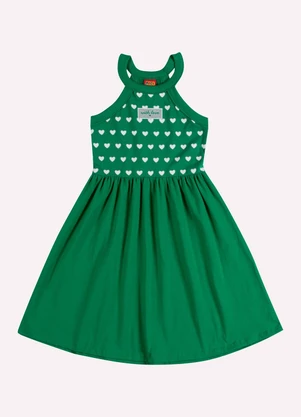 Kyly - Vestido Infantil Menina Corações Verde - KYLY