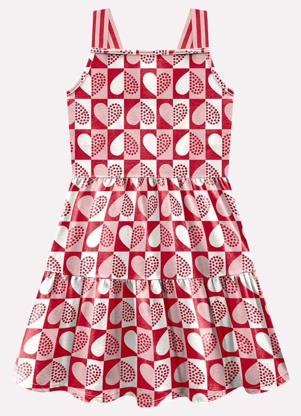 Kyly - Vestido Infantil Menina Corações Vermelho